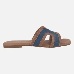 Sandalias planas en combinado bicolor