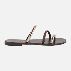 Sandalias planas en combinado marrón y oro 927-T de Nicolas Lainas
