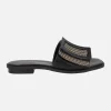 Sandalias planas en combinado rafia con maxi hebilla Matisse