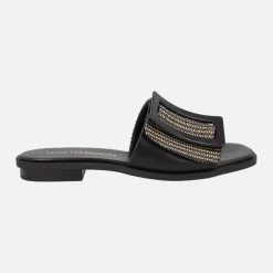 Sandalias planas en combinado rafia con maxi hebilla Matisse