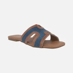 Sandalias planas en combinado bicolor