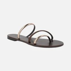 Sandalias planas en combinado marrón y oro 927-T de Nicolas Lainas