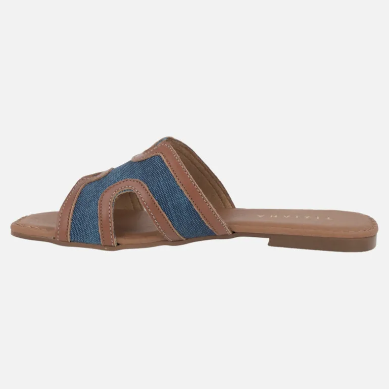 Sandalias planas en combinado bicolor