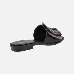 Sandalias planas en combinado rafia con maxi hebilla Matisse