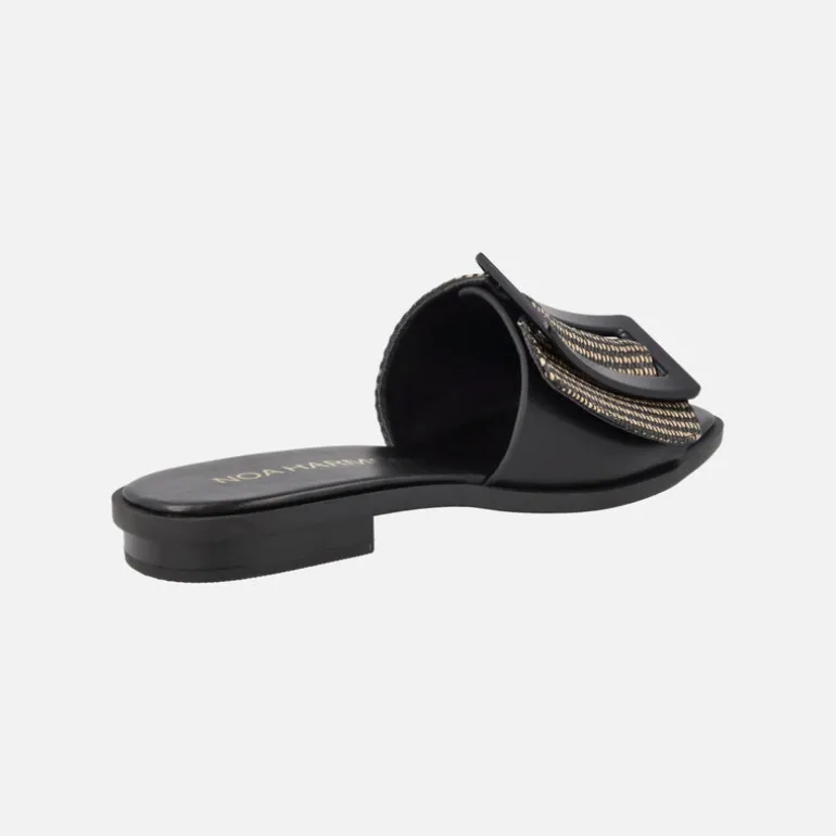 Sandalias planas en combinado rafia con maxi hebilla Matisse
