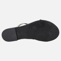 Sandalias planas en combinado negro y oro