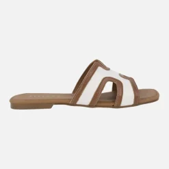 Sandalias planas en combinado bicolor