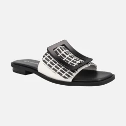 Sandalias planas en combinado rafia con maxi hebilla Matisse