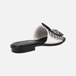 Sandalias planas en combinado rafia con maxi hebilla Matisse