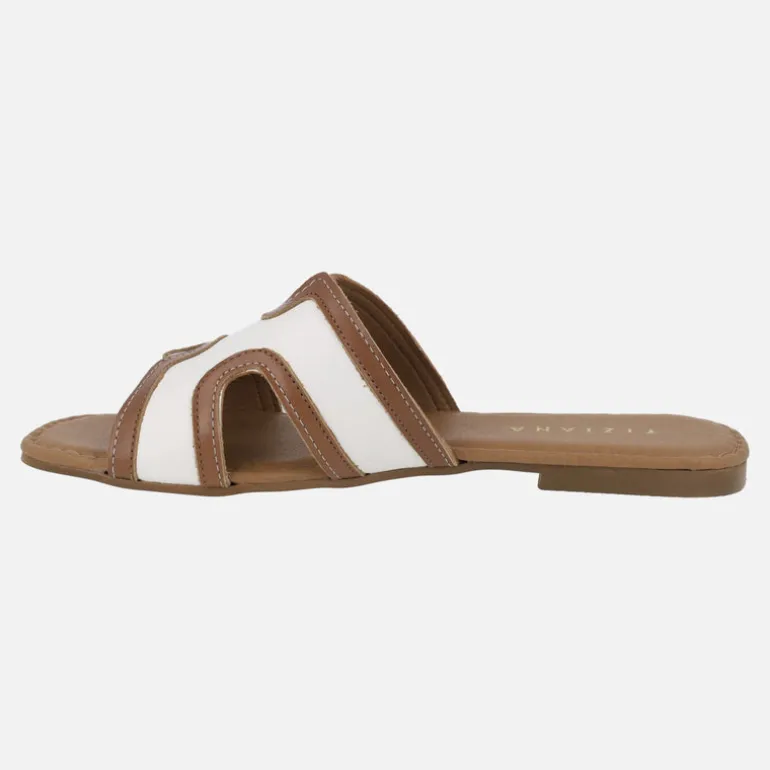 Sandalias planas en combinado bicolor
