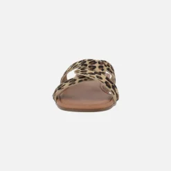Sandalias planas en pelo animal print leopardo