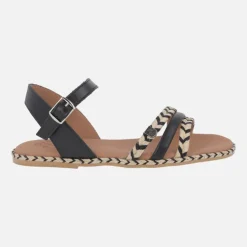 Sandalias planas en piel y yute Ancon cuerda