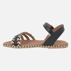 Sandalias planas en piel y yute Ancon cuerda