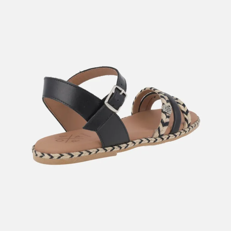 Sandalias planas en piel y yute Ancon cuerda