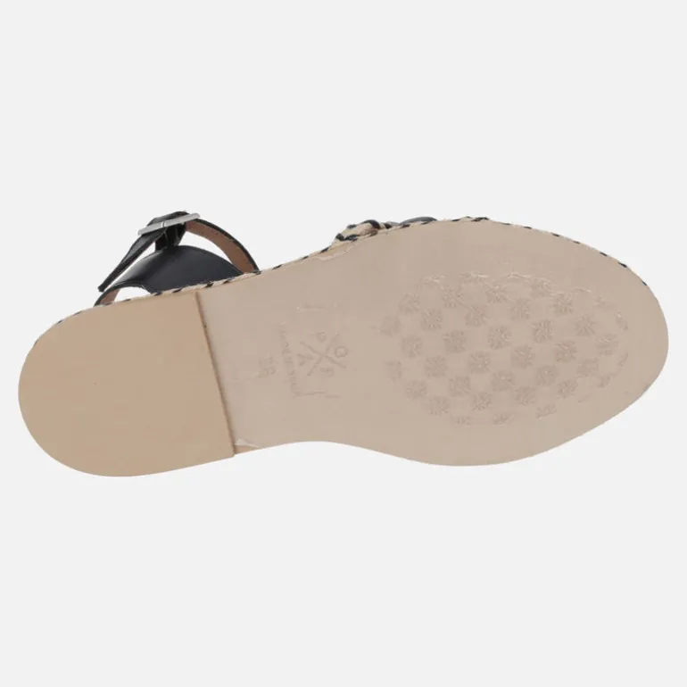 Sandalias planas en piel y yute Ancon cuerda