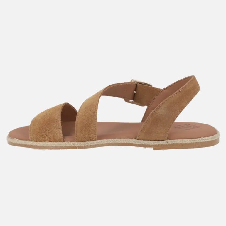 Sandalias planas en serraje cuero Leyte