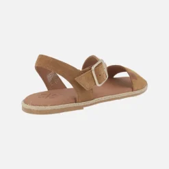 Sandalias planas en serraje cuero Leyte