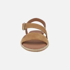 Sandalias planas en serraje cuero Leyte