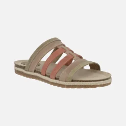 Sandalias planas Interbios en combinado de tiras en teja y tostado