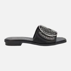 Sandalias planas Jazz con remaches y maxi hebilla