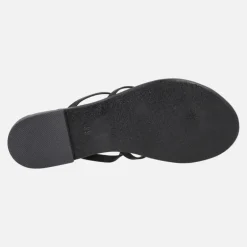 Sandalias planas negras con adorno de strass