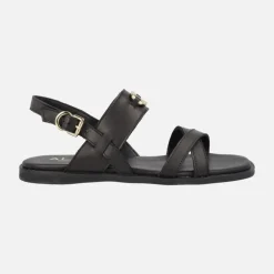 Sandalias planas negras de piel Sheila