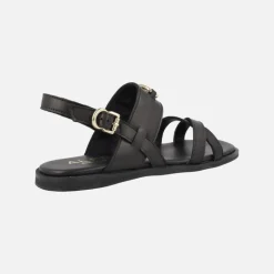 Sandalias planas negras de piel Sheila