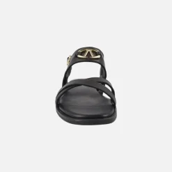 Sandalias planas negras de piel Sheila