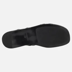 Sandalias planas negras de piel Sheila