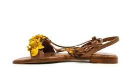 Sandalias planas para mujer con flores y cintas