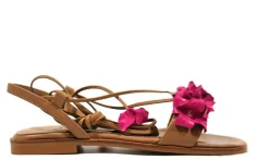 Sandalias planas para mujer con flores y cintas
