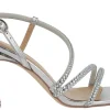 Sandalias plateadas con tiras de strass y tacones de 10 cms
