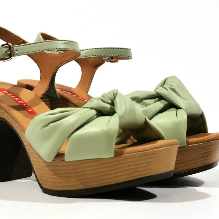 Sandalias Polop de piel con nudo y plataforma mujer