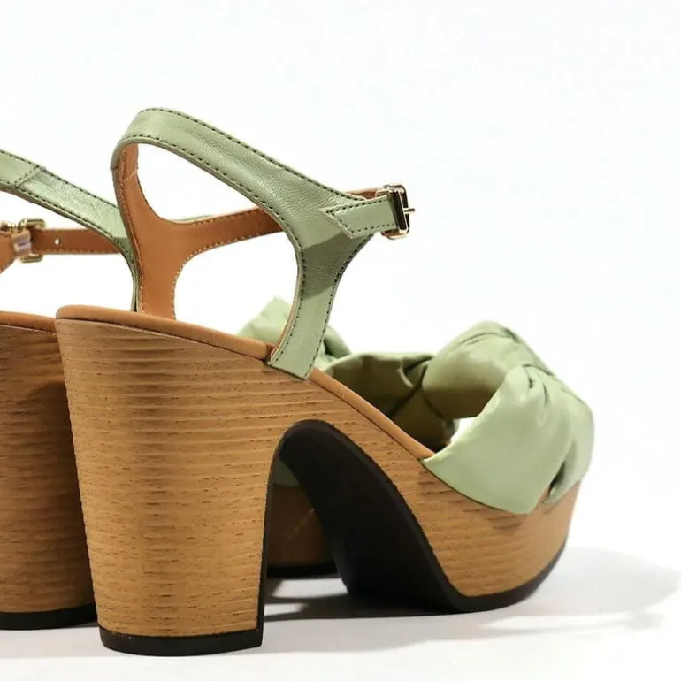 Sandalias Polop de piel con nudo y plataforma mujer