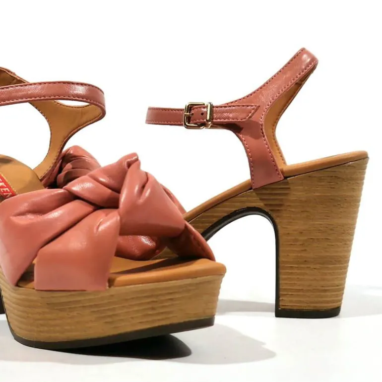 Sandalias Polop de piel con nudo y plataforma mujer