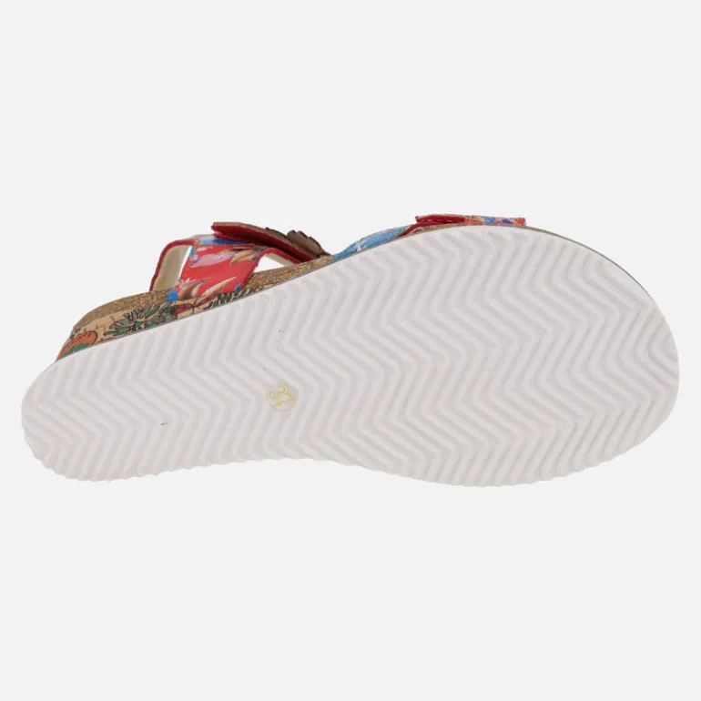 Sandalias rojas de piel con estampado floral Bonito 13 Rouge
