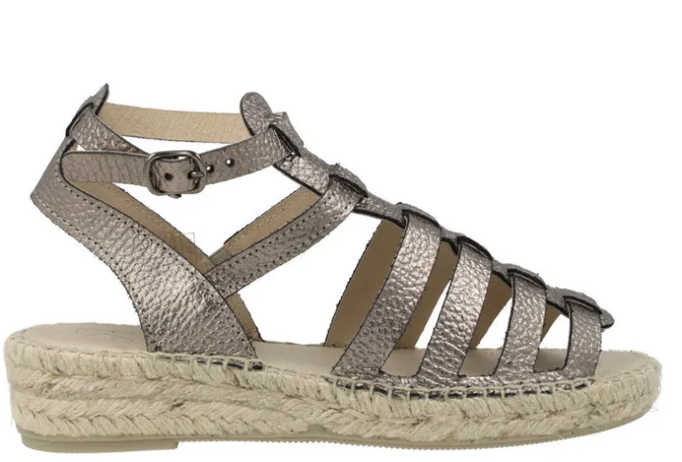 Sandalias romanas con piso de esparto en metal acero