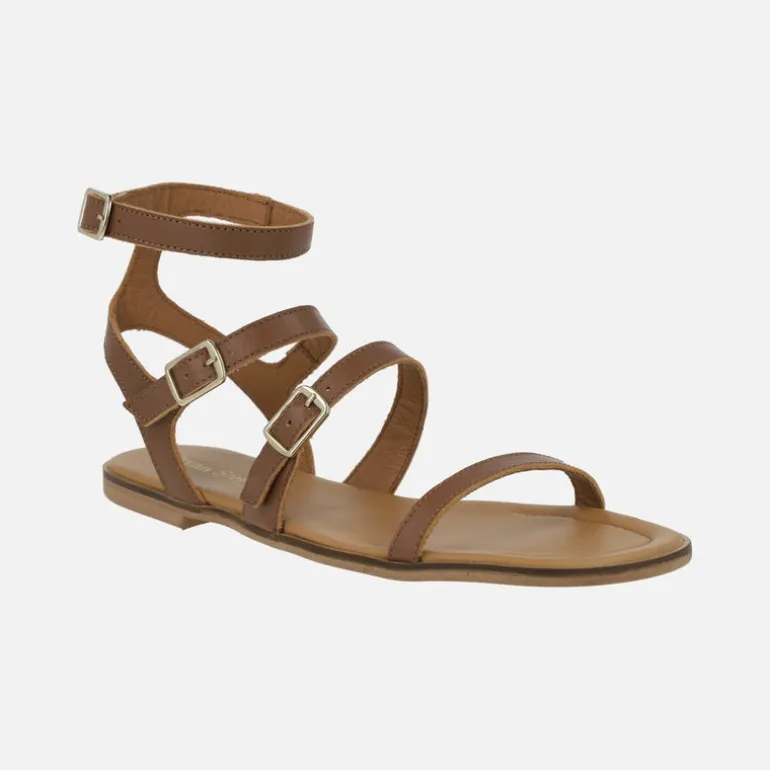 Sandalias romanas de piel con cuatro tiras Creta