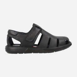 Sandalias semi abiertas para hombre Leban en piel negra