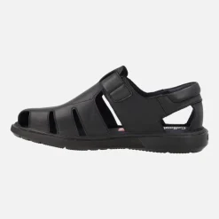 Sandalias semi abiertas para hombre Leban en piel negra