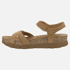 Sandalias Sulia en ante velour cuero con cierre de velcro