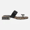 Sandalias Summer con planta en print leopardo y detalles en strass negro