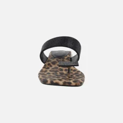 Sandalias Summer con planta en print leopardo y detalles en strass negro