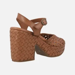 Sandalias trenzadas de piel con tacón y plataforma Carmela