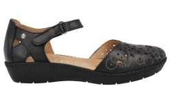 Sandalias troqueladas con cierre de velcro para mujer