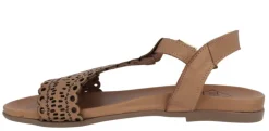 Sandalias troqueladas de piel con hebilla