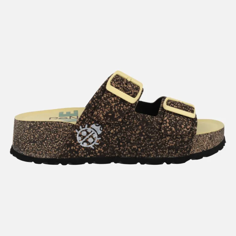 Sandalias West 003 en combinado negro y amarillo