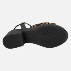 Sandalias Zael en animal print leopardo con plataforma de rafia