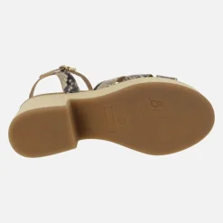 Sandalias Zael en animal print serpiente con plataforma de rafia