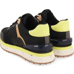 Sneakers en combinado negro con amarillo Fehring